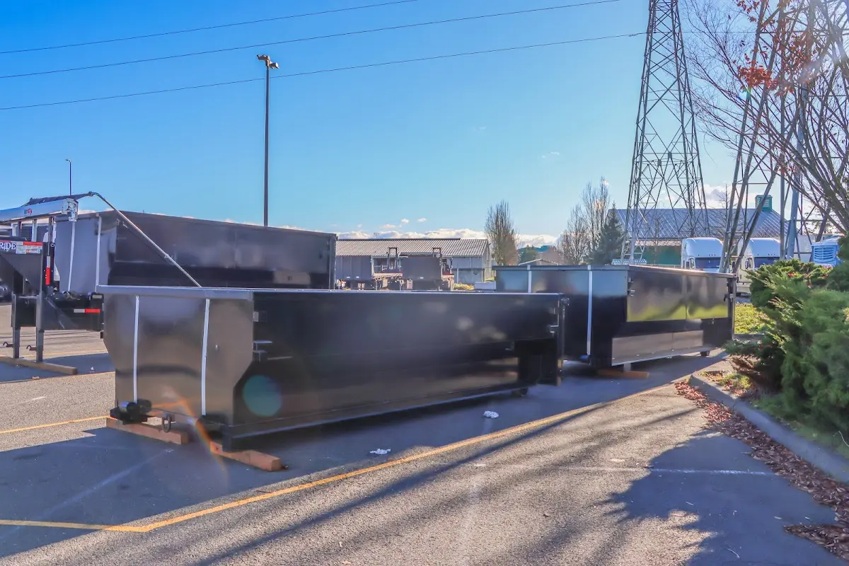 Roll-off dumpster ready for waste disposal at job site for 3 Yard Dumpster Rental in Carteret